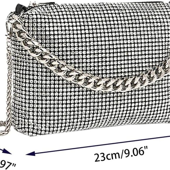 Sparkly Women Rhinestone Clutch Purse Stylish Diamonds Handbag Commuting Shoulde - Picture 2 of 5